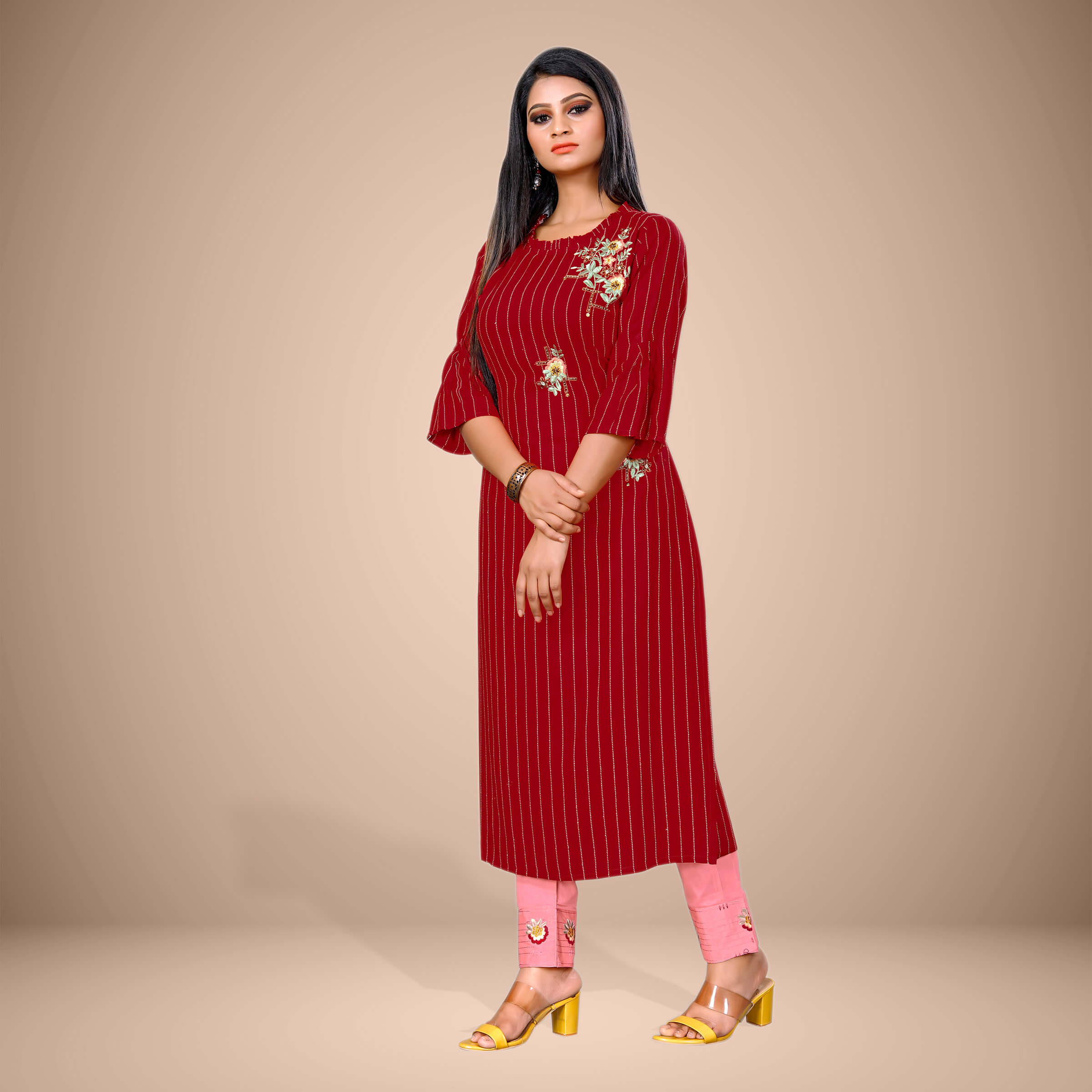 Chic Long Kurti with Narrow Pants: Stylish Fashion Ensemble – Archittam  Fashion