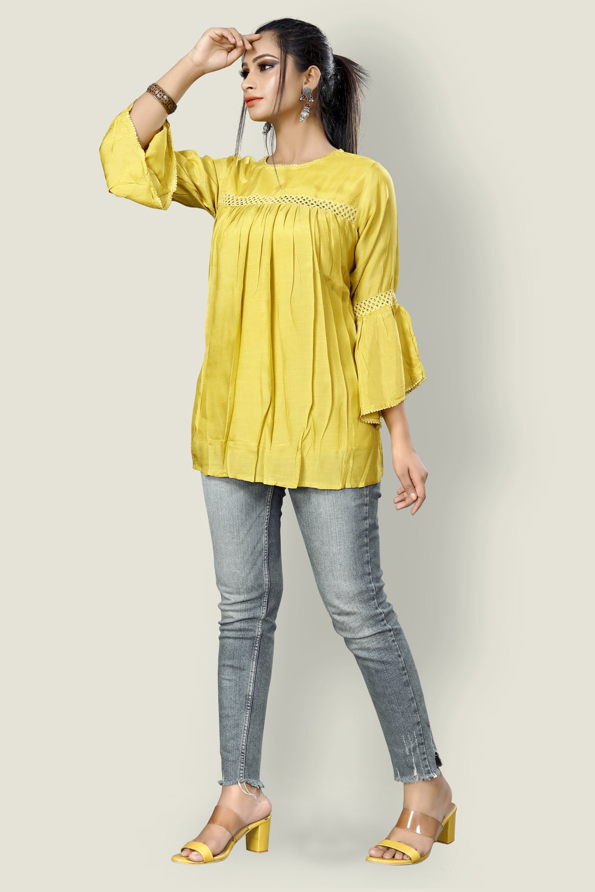 Buy Designer Lamen Yellow Top tunic