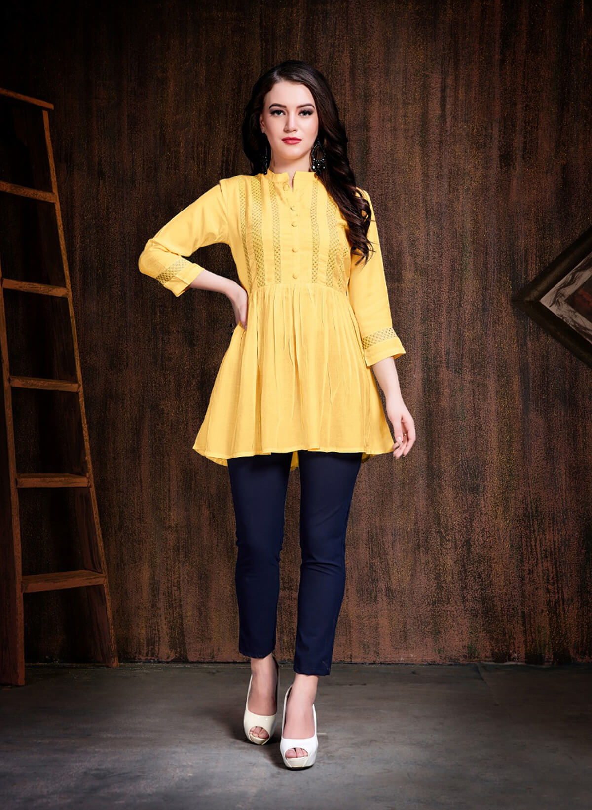 Buy Aasin Designer Peach, Pink, Yellow, Parrot Green Top tunic