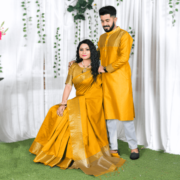 Lovely Couple Dress Silk Saree & Kurta